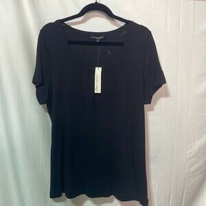 Jillian Jones 2x black scoop neck cotton long t shirt short sleeve nwt perfect